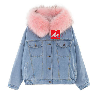 Van het Denimjasjes van het Mezclillaborduurwerk van de de Winterknoop van Chamarra Dama het Zware Jasje van het het Bontdenim