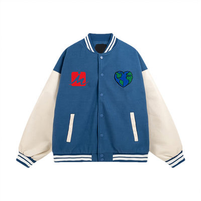 Van het de Jasjesleer van Varsity van het bommenwerpersborduurwerk Jasje van het de Koker het Unisex- Van letters voorziende Honkbal