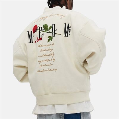 OEM van de de Jasjeswinter 100% van Varsity van het Douaneborduurwerk de Wol Rose Fleece Letter Bomber Jacket
