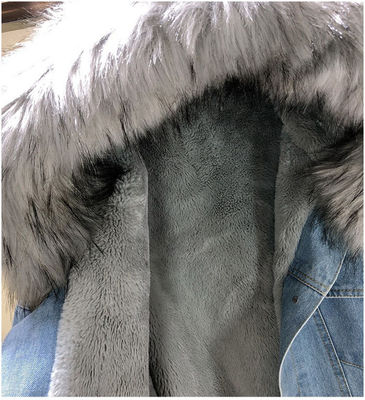 Van het Denimjasjes van het Mezclillaborduurwerk van de de Winterknoop van Chamarra Dama het Zware Jasje van het het Bontdenim