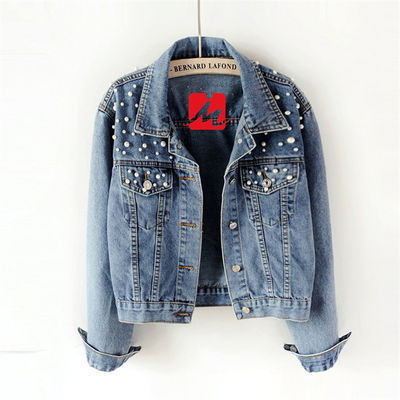 De toevallige Jasjes van het Borduurwerkdenim Dameblouse mandarin collar Jasje