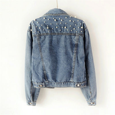 De toevallige Jasjes van het Borduurwerkdenim Dameblouse mandarin collar Jasje