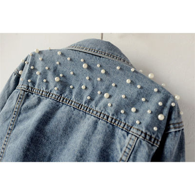 De toevallige Jasjes van het Borduurwerkdenim Dameblouse mandarin collar Jasje