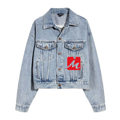Van het Denim het Jasjes Uitgeholde Dames van het bergkristalborduurwerk Overmaatse Jasje