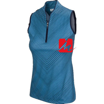 Opstaande kraag dames poloshirt 1/4 rits in het midden aangepaste bedrukking mouwloos