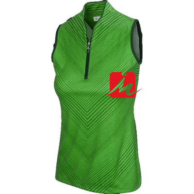 Opstaande kraag dames poloshirt 1/4 rits in het midden aangepaste bedrukking mouwloos
