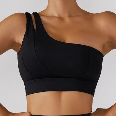 Enkele schuine schouderriem Dames Yoga Fitness Ondergoed High Impact Support Tube