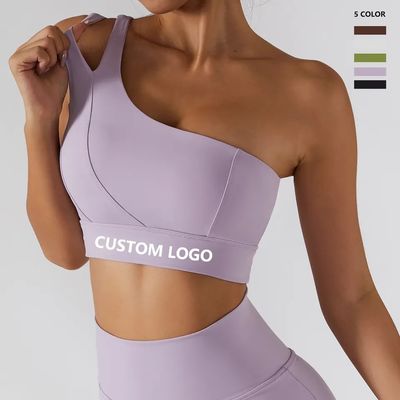 Enkele schuine schouderriem Dames Yoga Fitness Ondergoed High Impact Support Tube
